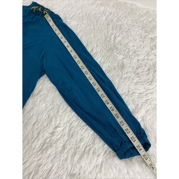 St. John's Bay Women Top Plus Size 1X Blue Embroider Velvet Long Sleeve Tassel - Picture 8 of 14